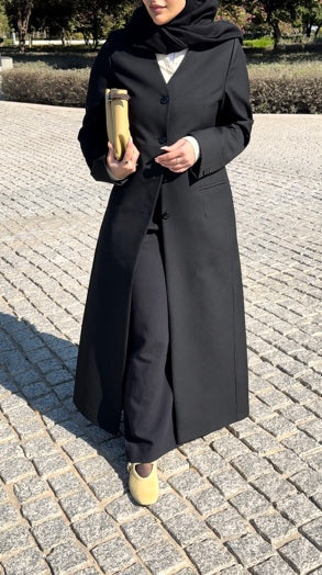 V NECK BUTTON FRONT BLAZER ABAYA