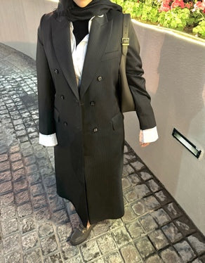 Tailored double breasted pinstripe blazer