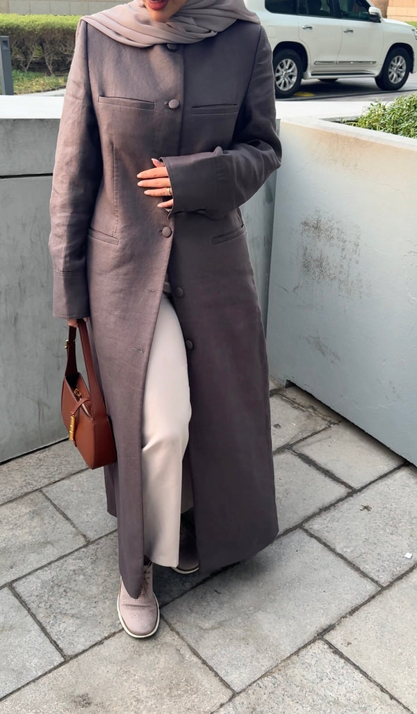ROUND NECK LINEN BLEND JACKET