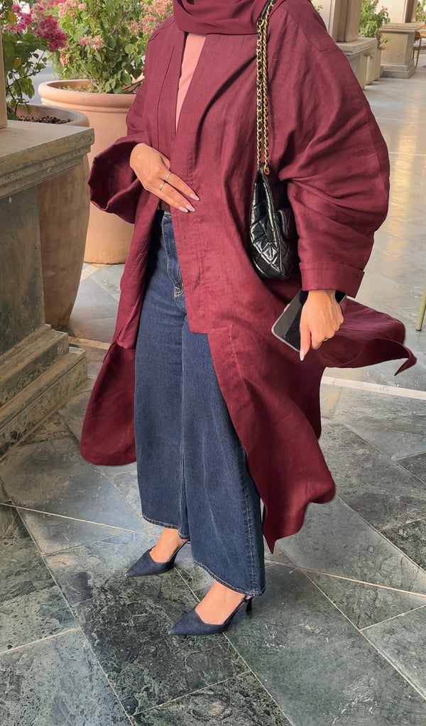 LONG KIMONO LINEN ABAYA