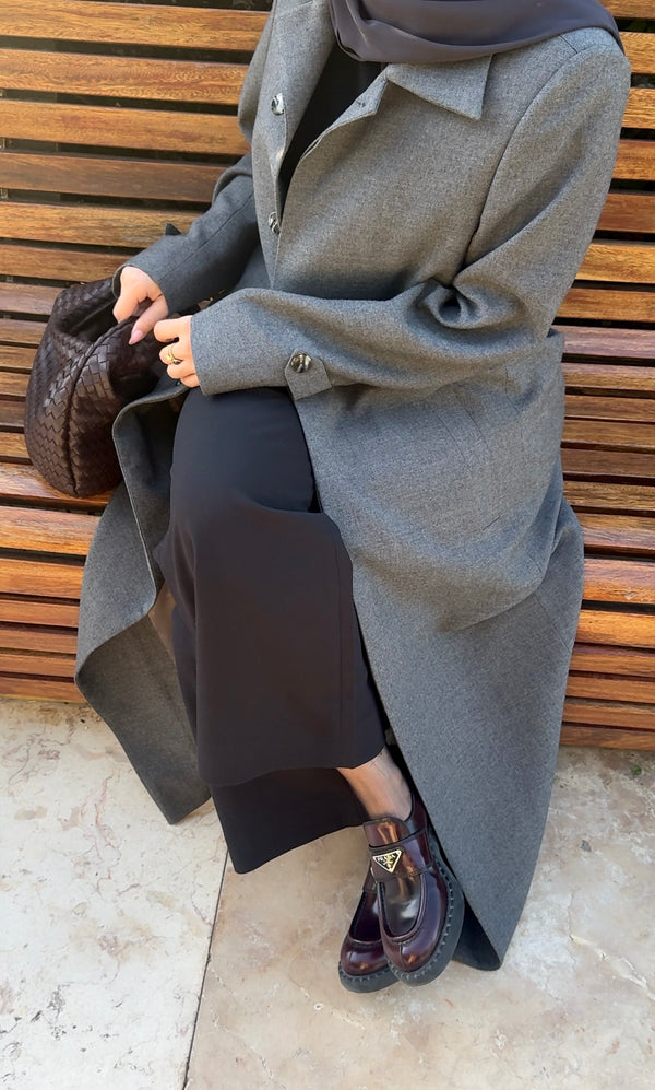SINGLE-BREASTED WOOL BLEND COAT