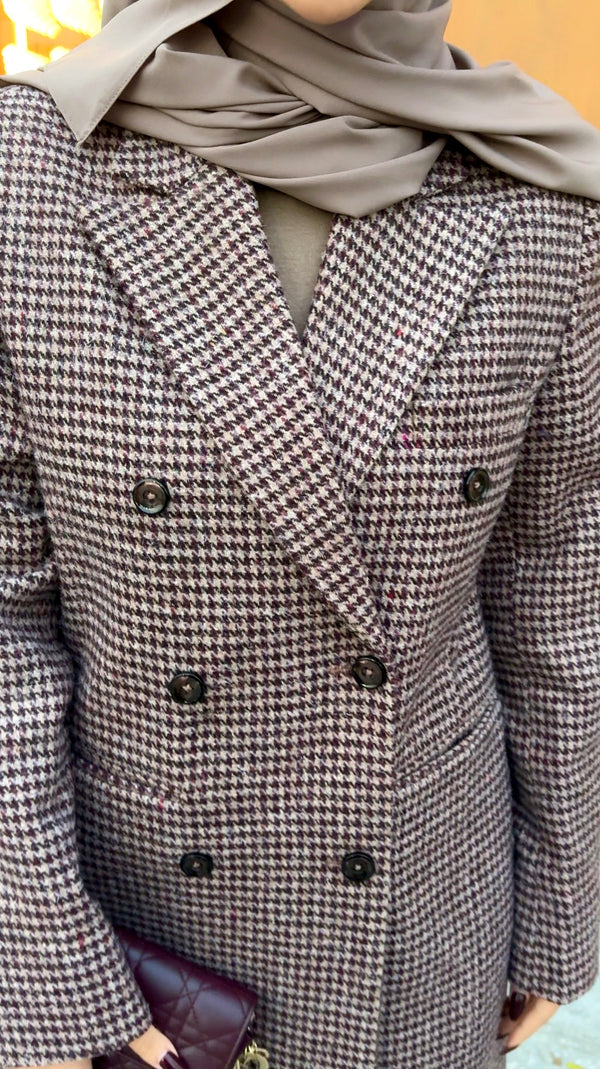 PIED DE POULE DOUBLE-BREASTED BLAZER