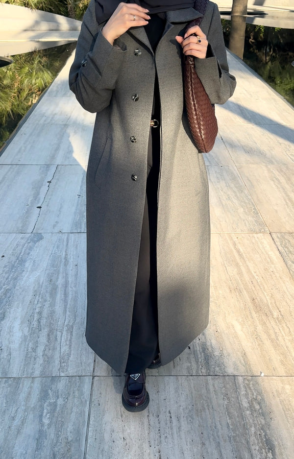 SINGLE-BREASTED WOOL BLEND COAT