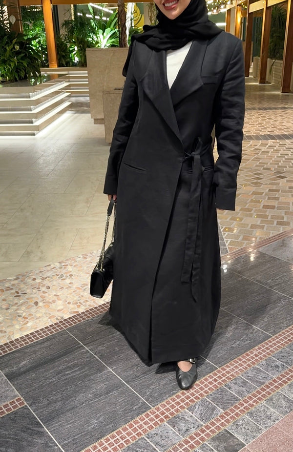 HALF-BELTED LINEN BLAZER