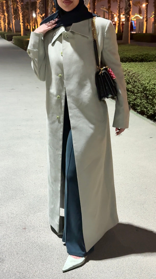 SINGLE-BREASTED BLENDED-LINEN COAT