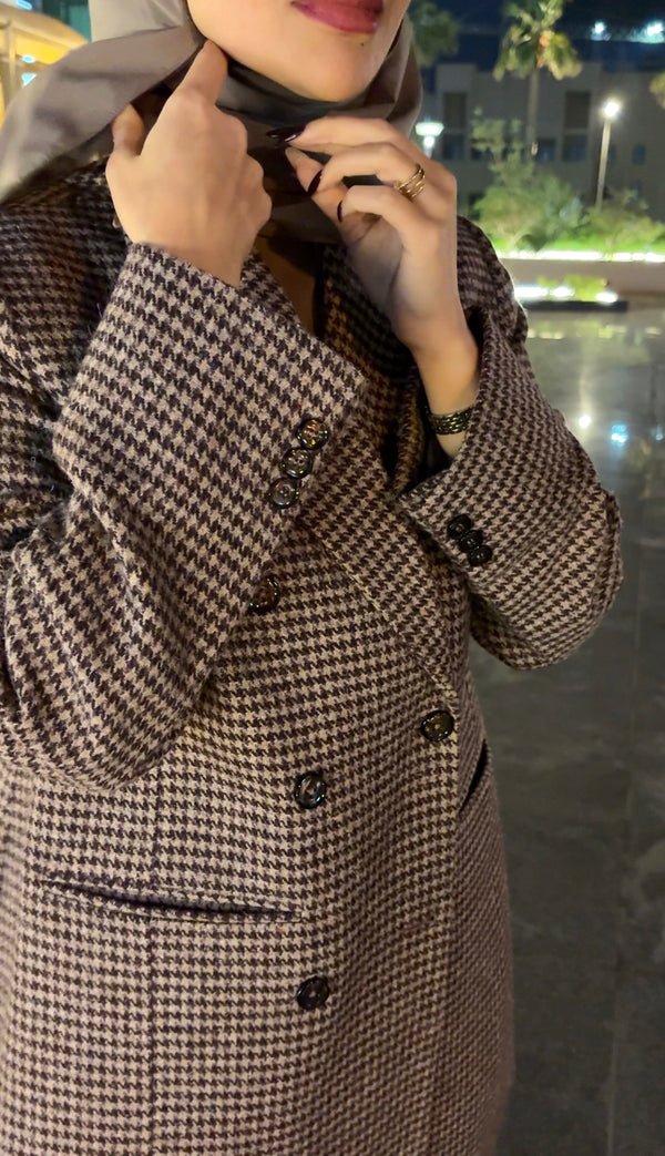 PIED DE POULE DOUBLE-BREASTED BLAZER