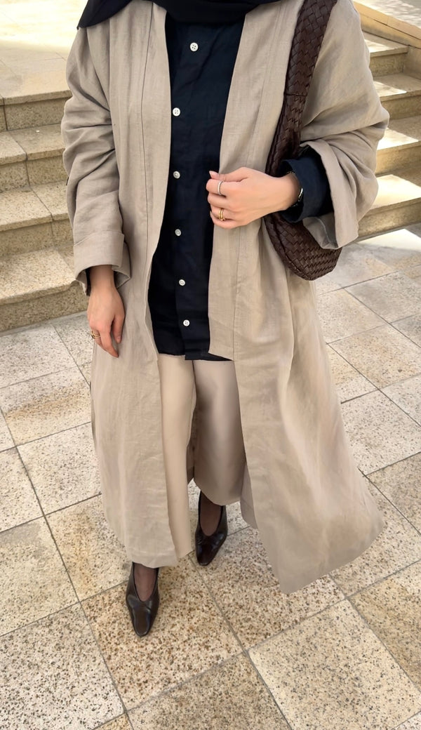 LONG KIMONO LINEN ABAYA