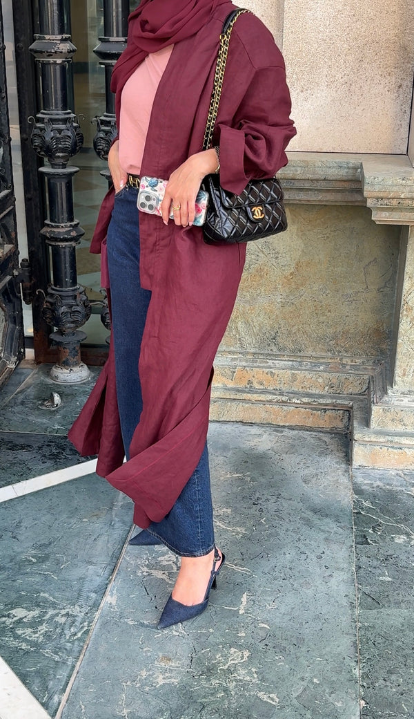 LONG KIMONO LINEN ABAYA