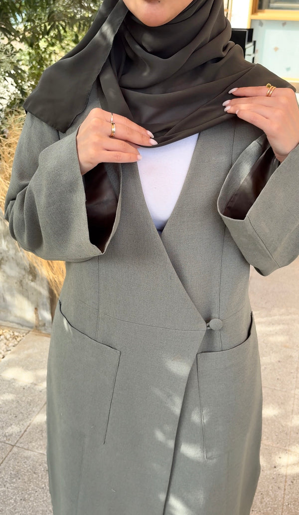 LONG KIMONO BLENDED-LINEN BLAZER