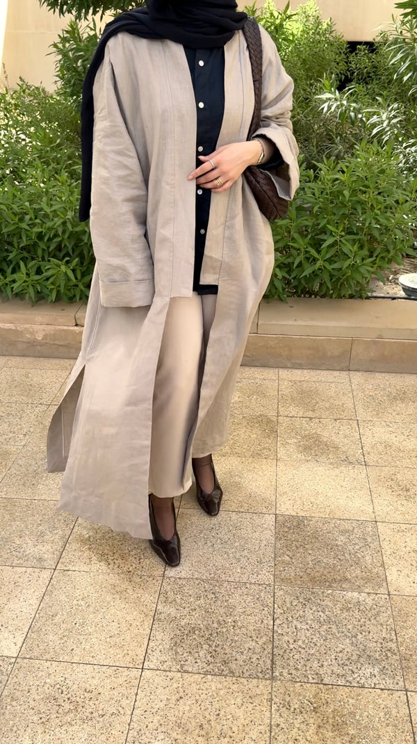 LONG KIMONO LINEN ABAYA
