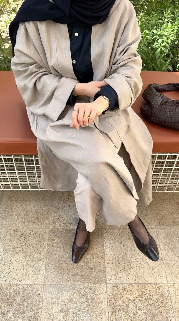 LONG KIMONO LINEN ABAYA
