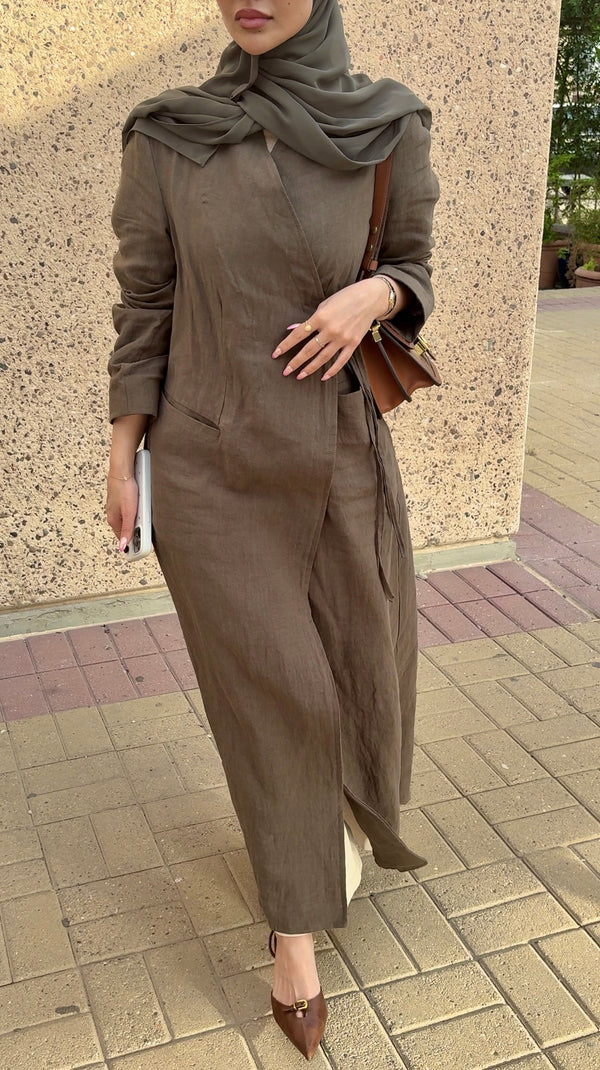 PURE WASHED LINEN WRAP KIMONO