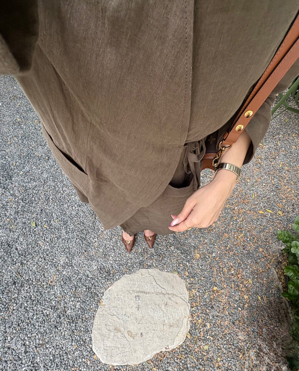 PURE WASHED LINEN WRAP KIMONO