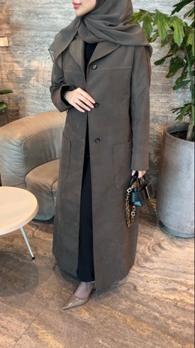 SINGLE-BREASTED SUEDE JACKET ABAYA