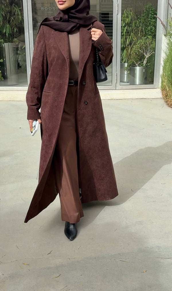 SINGLE-BREASTED DISTRESSED SUEDE BLAZER