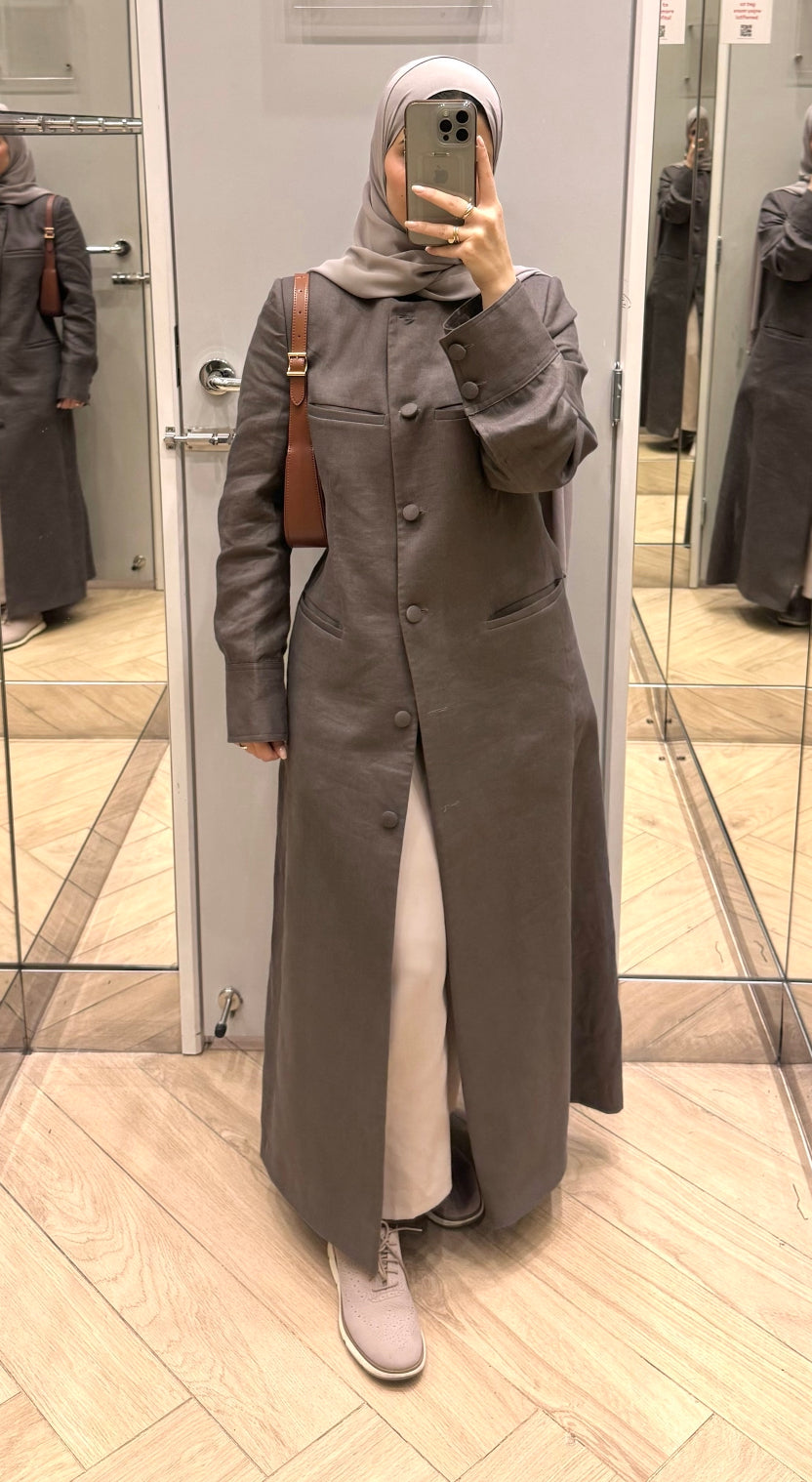 ROUND NECK LINEN BLEND JACKET