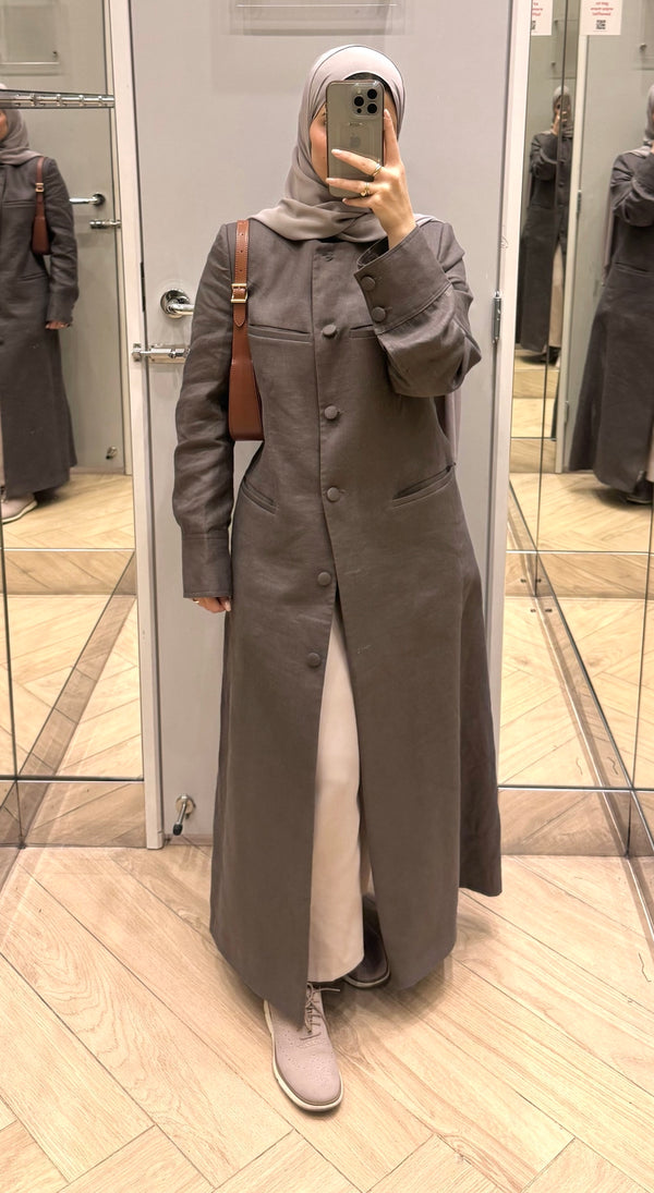 ROUND NECK LINEN BLEND JACKET