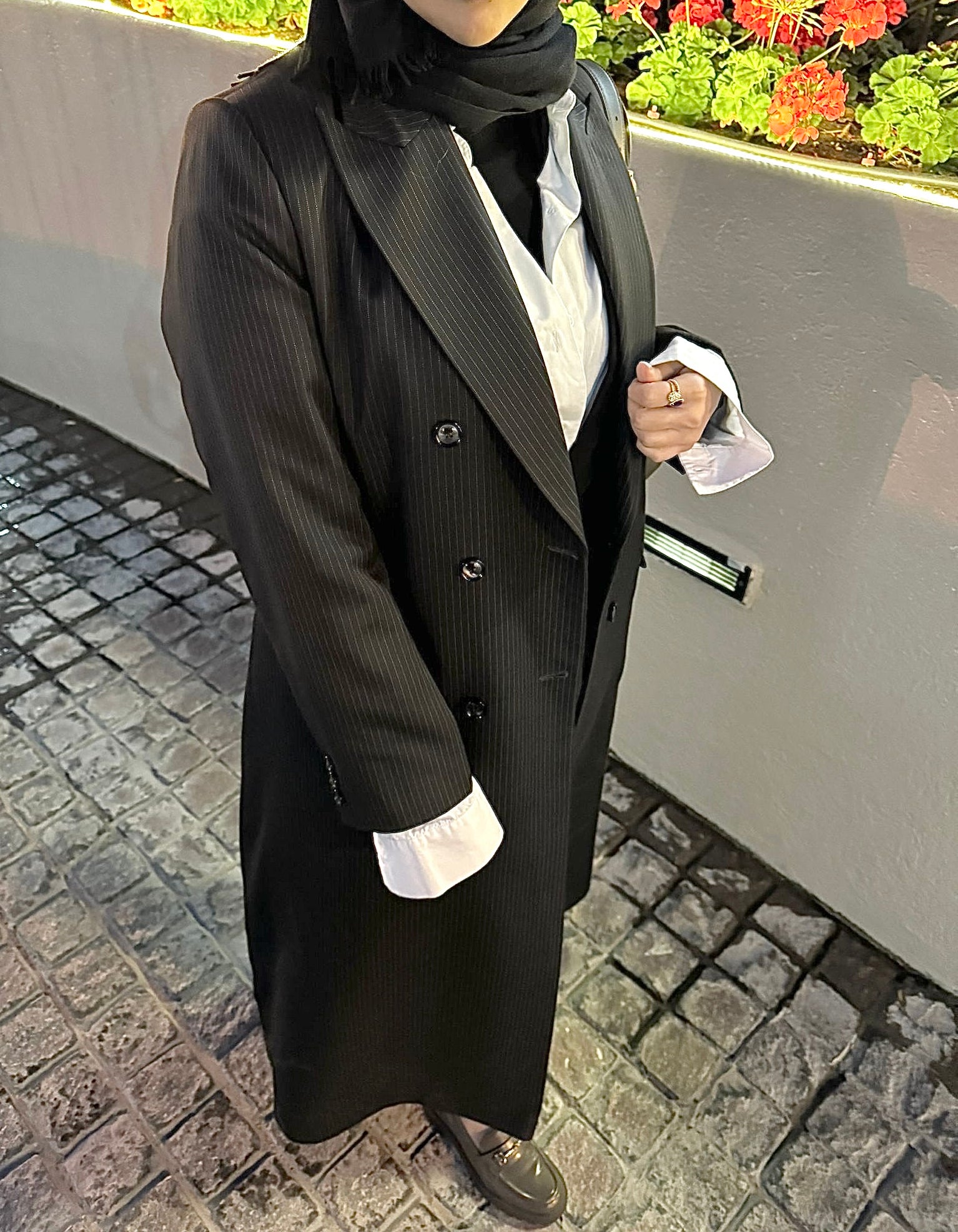 TAILORED DOUBLE-BREASTED PINSTRIPE BLAZER