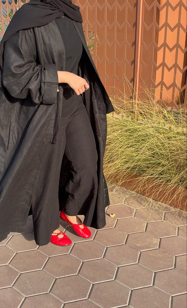 LONG KIMONO LINEN ABAYA