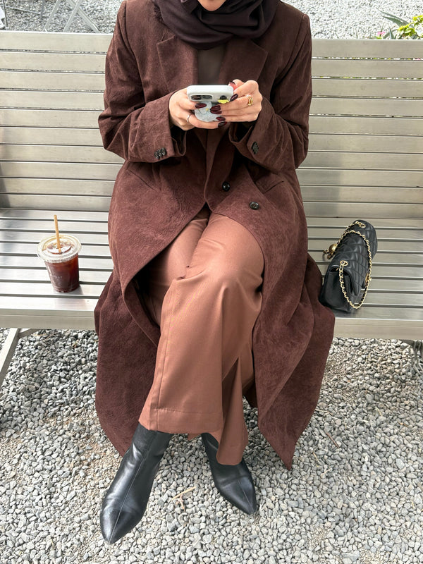 SINGLE-BREASTED DISTRESSED SUEDE BLAZER