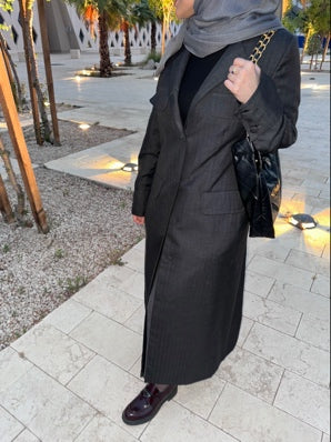 Round neck jacket abaya