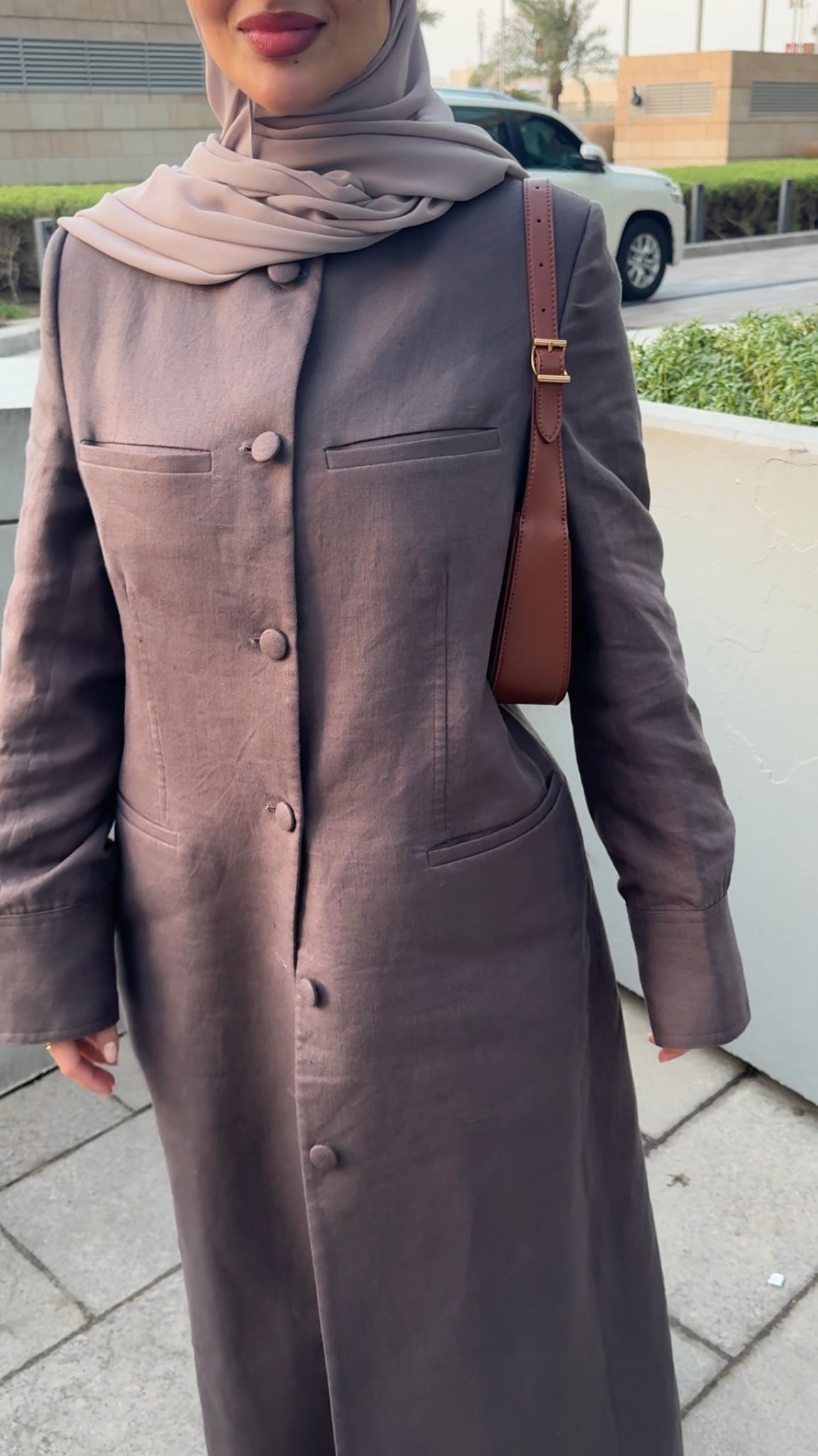 ROUND NECK LINEN BLEND JACKET