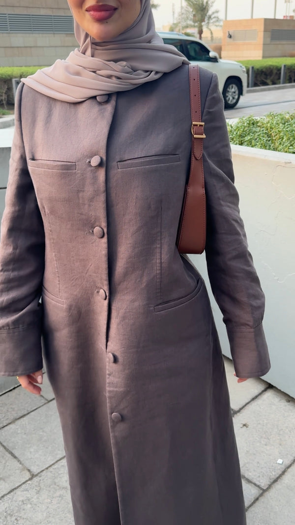 ROUND NECK LINEN BLEND JACKET