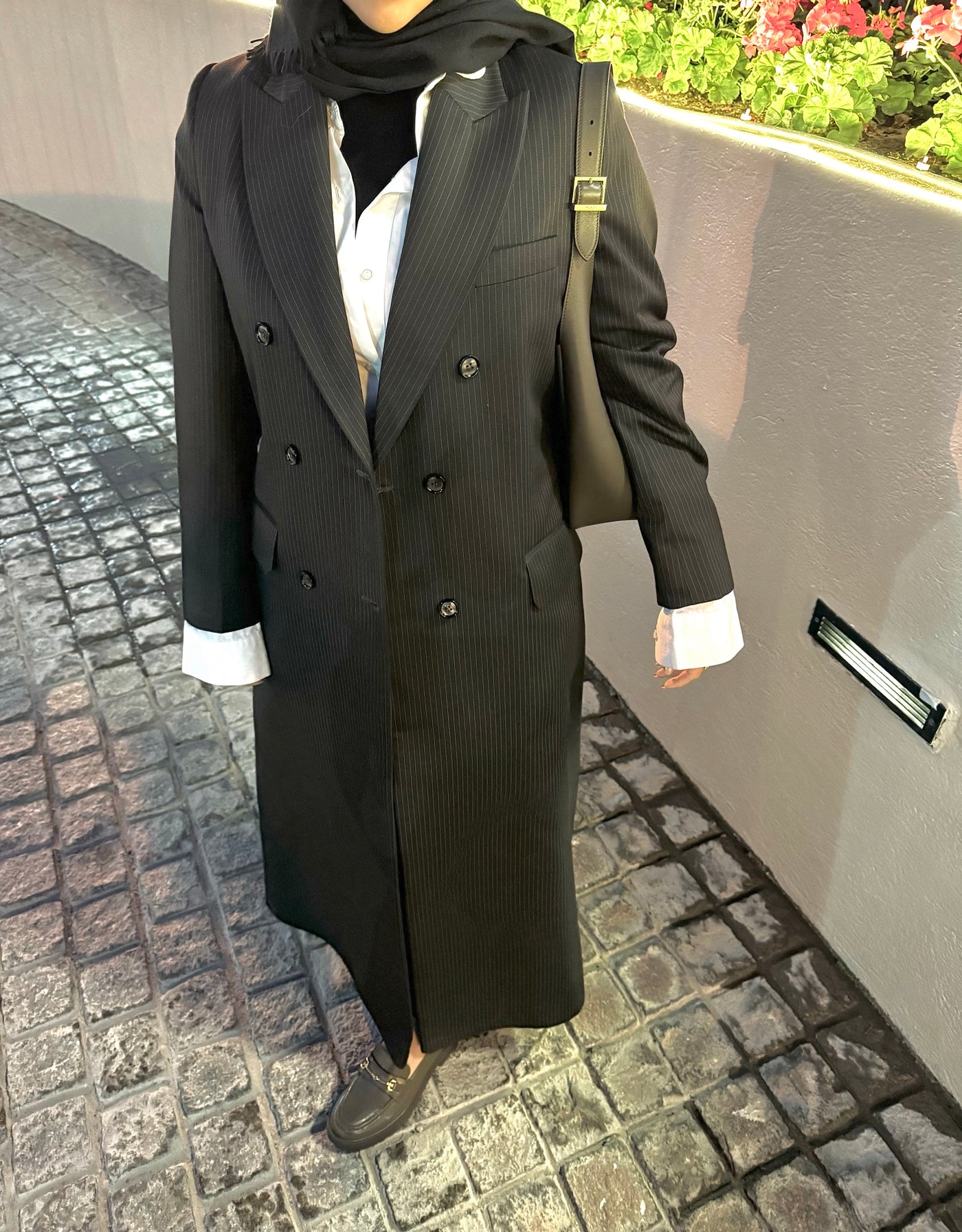 TAILORED DOUBLE-BREASTED PINSTRIPE BLAZER