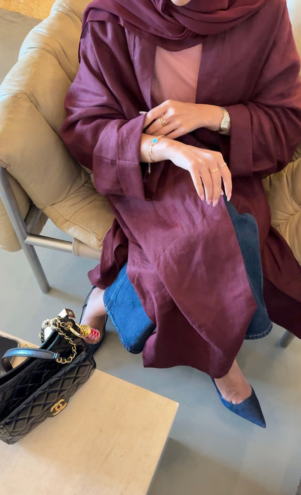 LONG KIMONO LINEN ABAYA
