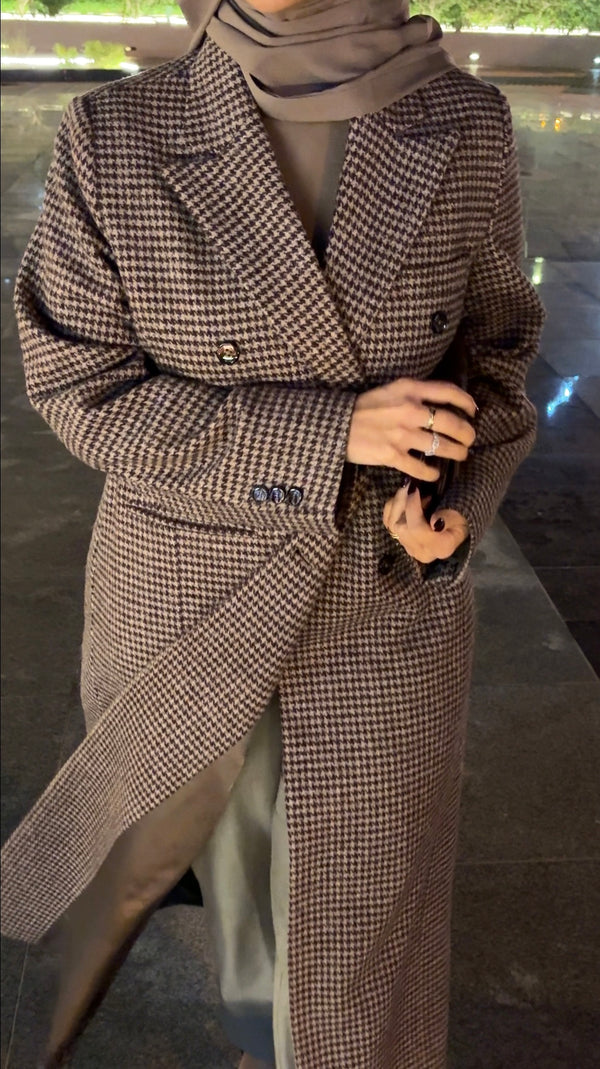 PIED DE POULE DOUBLE-BREASTED BLAZER