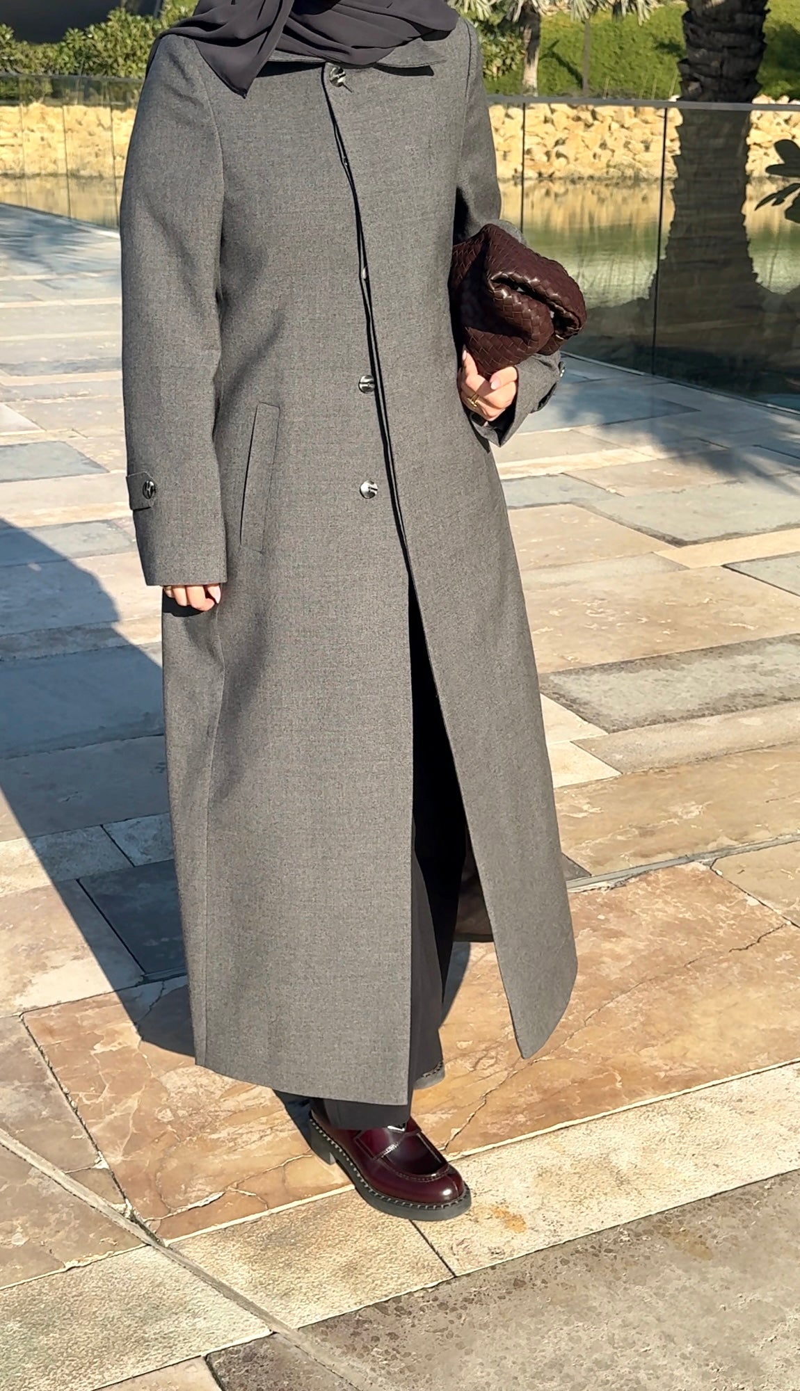 SINGLE-BREASTED WOOL BLEND COAT