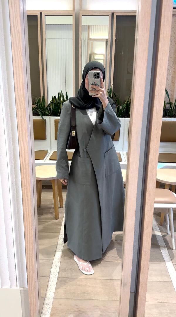 LONG KIMONO BLENDED-LINEN BLAZER