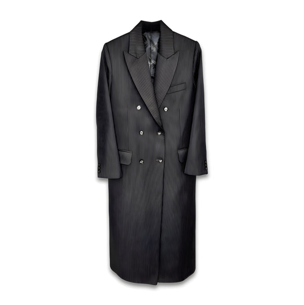 TAILORED DOUBLE-BREASTED PINSTRIPE BLAZER