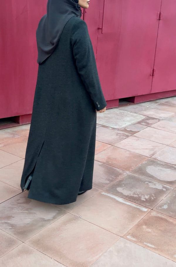 HIGH COLLAR HERRINGBONE WOOL-BLEND BLAZER