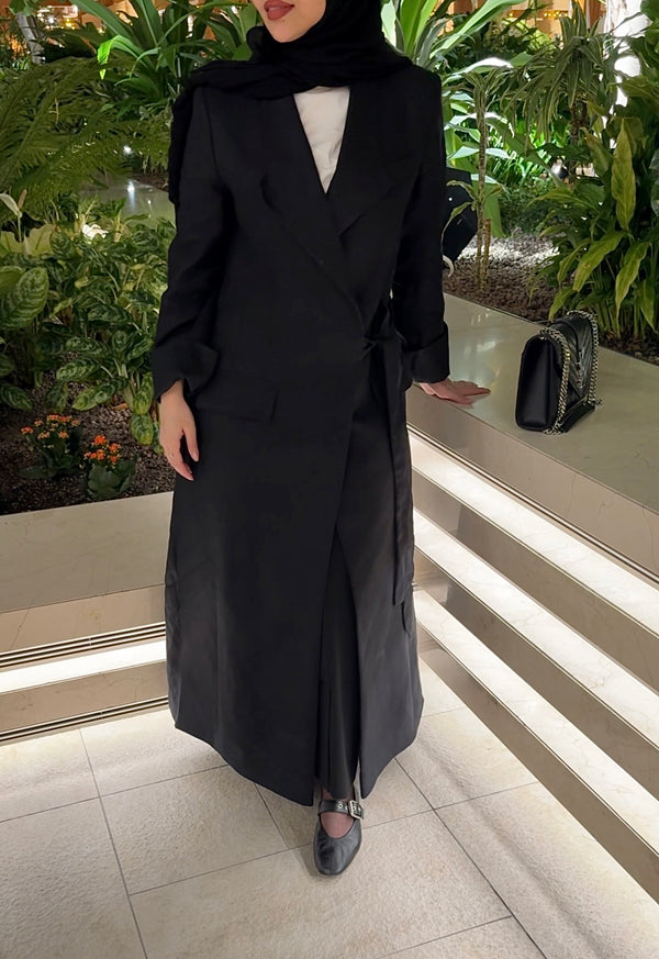 HALF-BELTED LINEN BLAZER