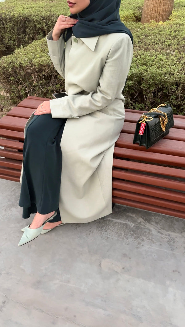 SINGLE-BREASTED BLENDED-LINEN COAT