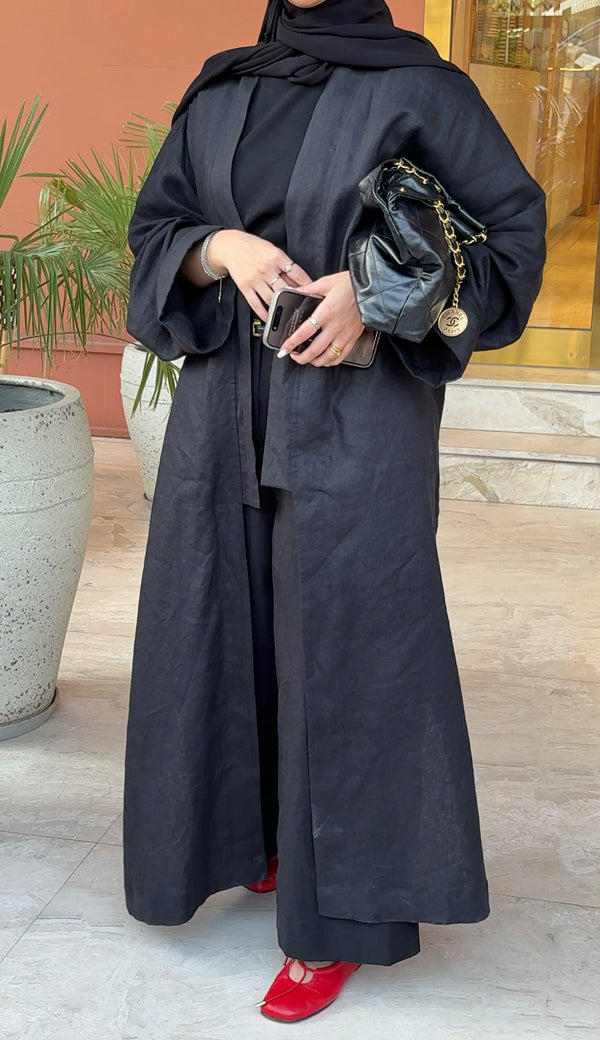 LONG KIMONO LINEN ABAYA