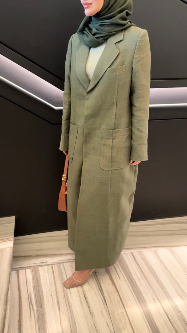 SINGLE-BREASTED JACKET LINEN ABAYA - LA VESTE 09