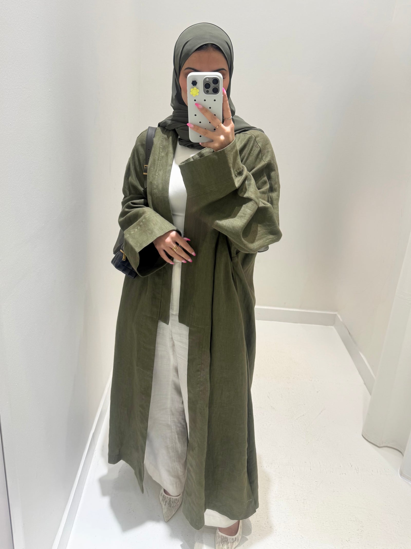عباية كيمونو طويلة من اللينن 