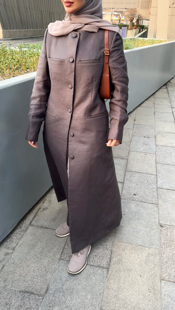 RTW ROUND NECK LINEN BLEND JACKET