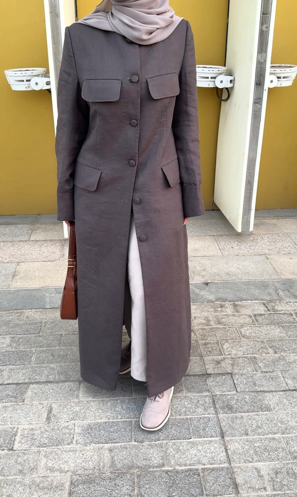 ROUND NECK LINEN BLEND JACKET
