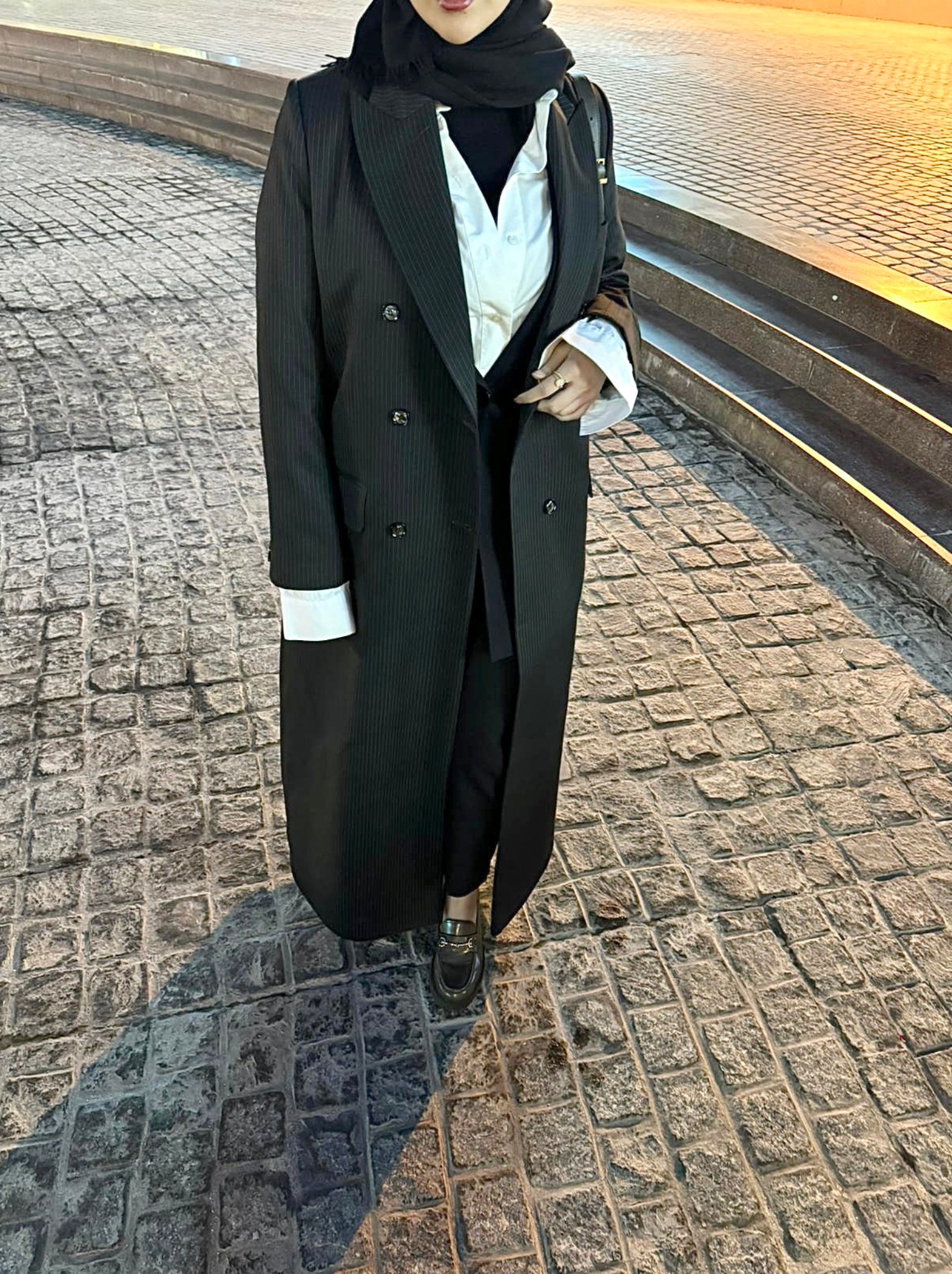 TAILORED DOUBLE-BREASTED PINSTRIPE BLAZER