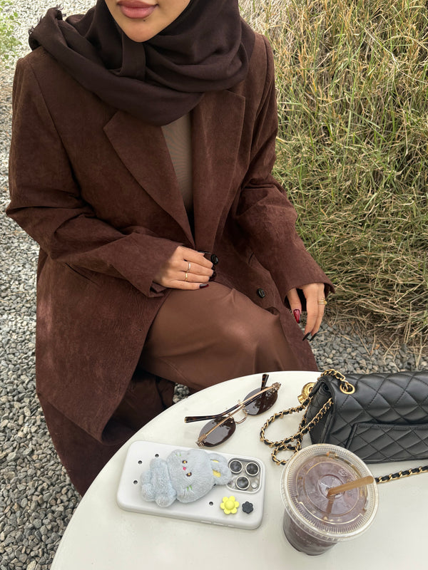 SINGLE-BREASTED DISTRESSED SUEDE BLAZER