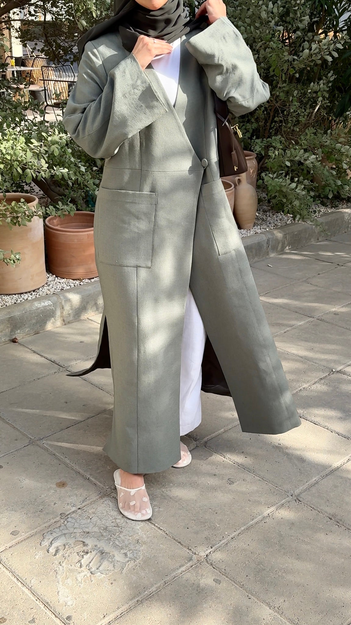 LONG KIMONO BLENDED-LINEN BLAZER