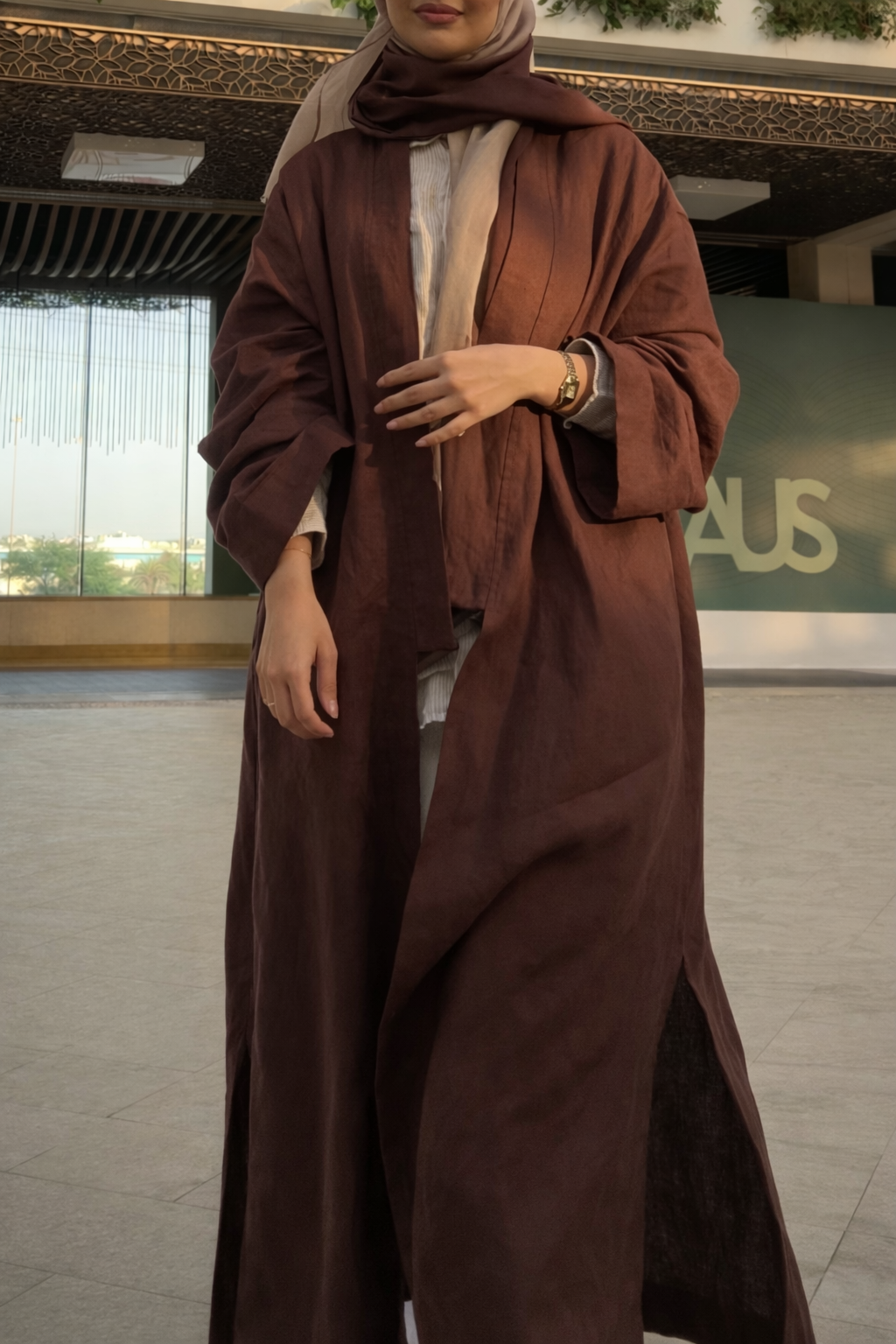 LONG KIMONO LINEN ABAYA
