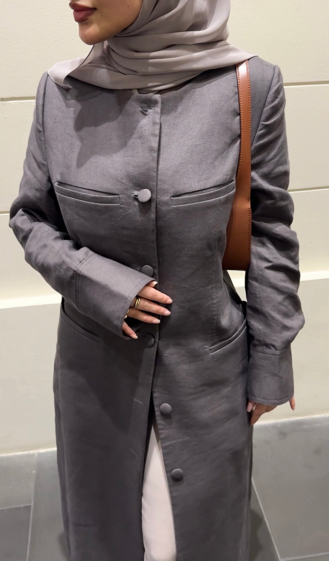ROUND NECK LINEN BLEND JACKET
