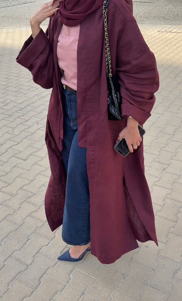 LONG KIMONO LINEN ABAYA