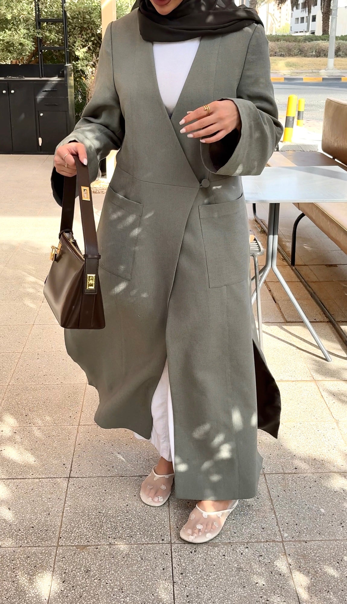 LONG KIMONO BLENDED-LINEN BLAZER