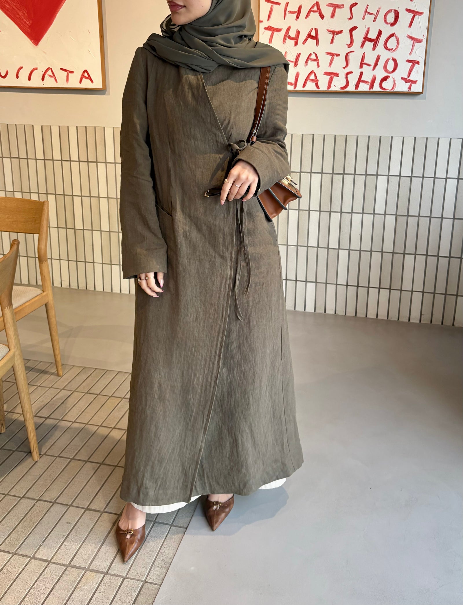 PURE WASHED LINEN WRAP KIMONO