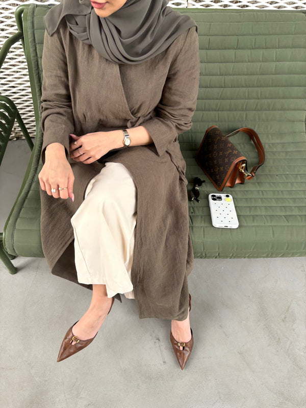 PURE WASHED LINEN WRAP KIMONO